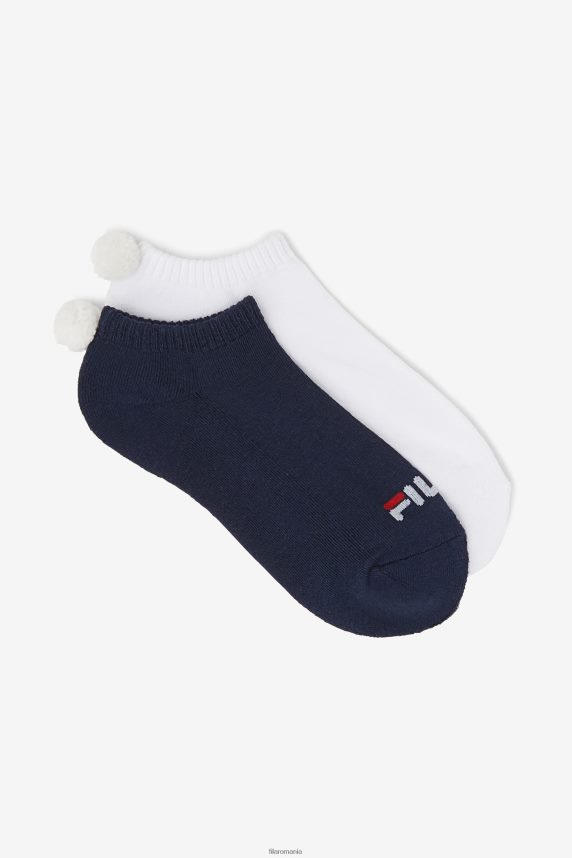 șosete cu pompon tenis de damă, pachet de 2 fila bleumarin LTP2R61082 marina FILA