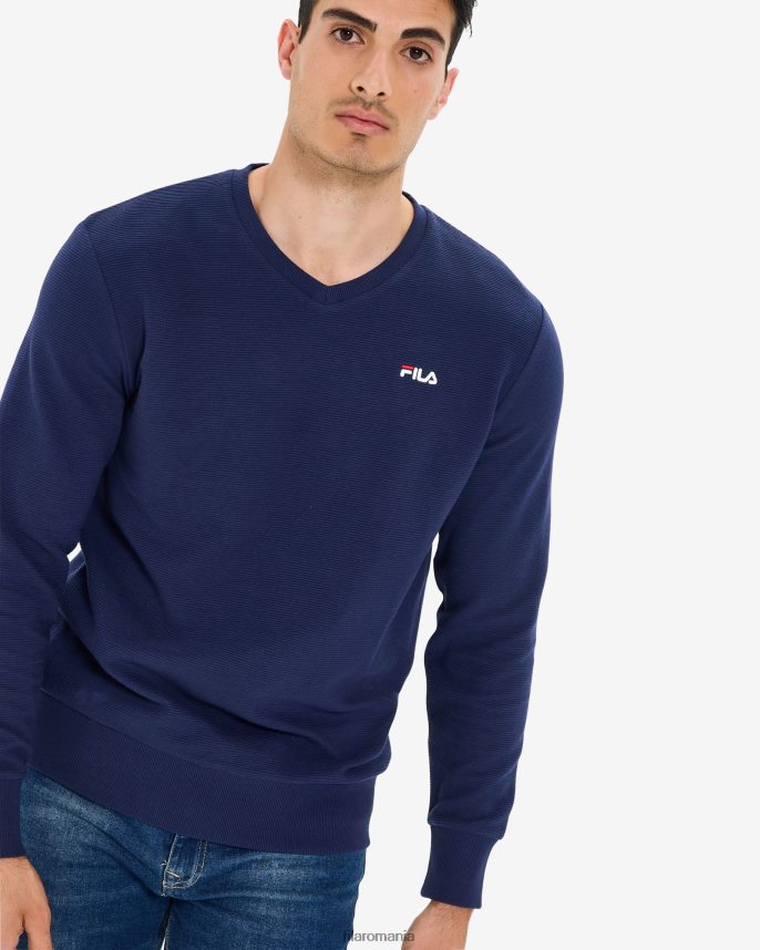 Fila pentru bărbați Savian cu decolteu în V crew bleumarin LTP2R62621 marina FILA