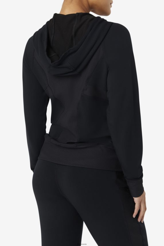 hanorac negru cu fermoar complet textur fi-lux fila LTP2R61932 negru FILA