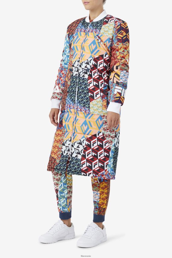 palton cu imprimeu allover fila joanna ocean/galben/alb LTP2R61755 ocean/galben/alb FILA