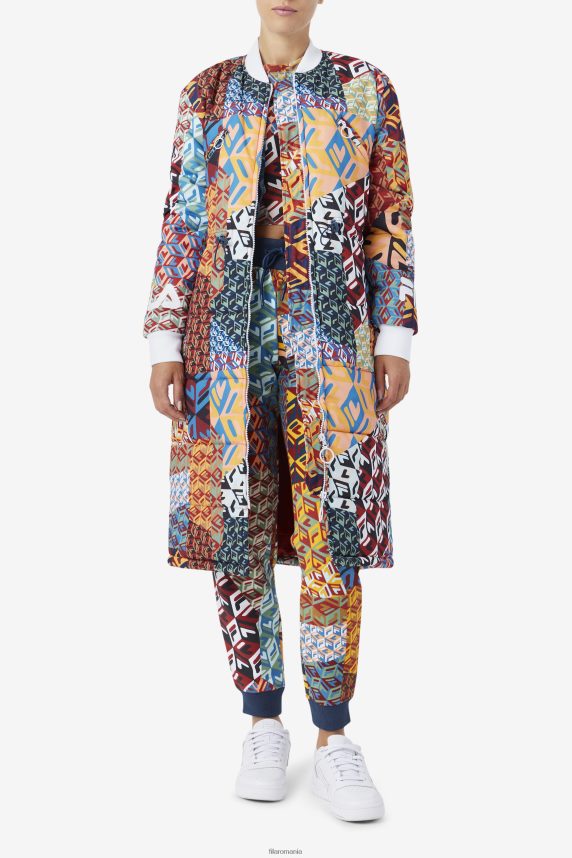 palton cu imprimeu allover fila joanna ocean/galben/alb LTP2R61755 ocean/galben/alb FILA