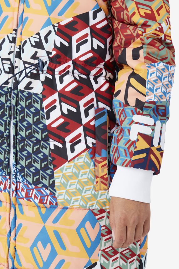 palton cu imprimeu allover fila joanna ocean/galben/alb LTP2R61755 ocean/galben/alb FILA