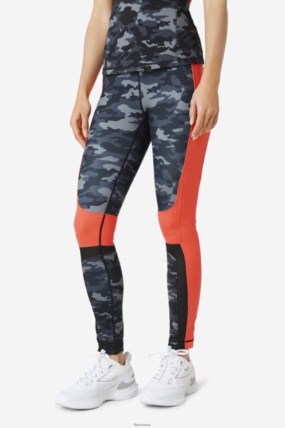 forza color blocked legging fila dark camo/coral/black LTP2R61976 camo închis/coral fierbinte/negru FILA