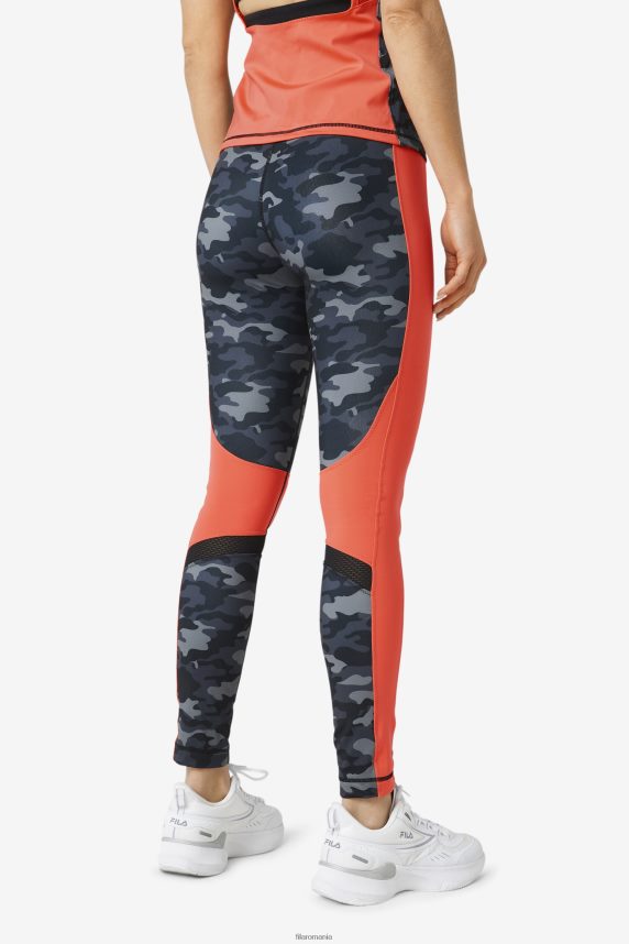 forza color blocked legging fila dark camo/coral/black LTP2R61976 camo închis/coral fierbinte/negru FILA