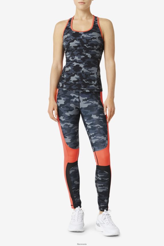 forza color blocked legging fila dark camo/coral/black LTP2R61976 camo închis/coral fierbinte/negru FILA