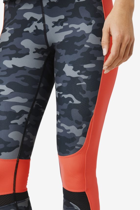 forza color blocked legging fila dark camo/coral/black LTP2R61976 camo închis/coral fierbinte/negru FILA